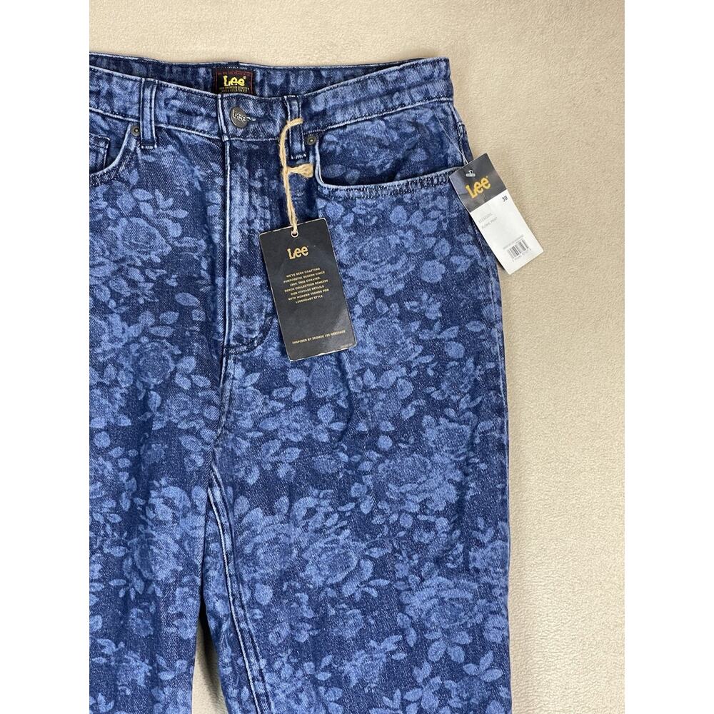 Lee Jeans Womens 30 Blue Floral Print Flare Leg High Rise Stretch Regular Fit - Picture 2 of 15